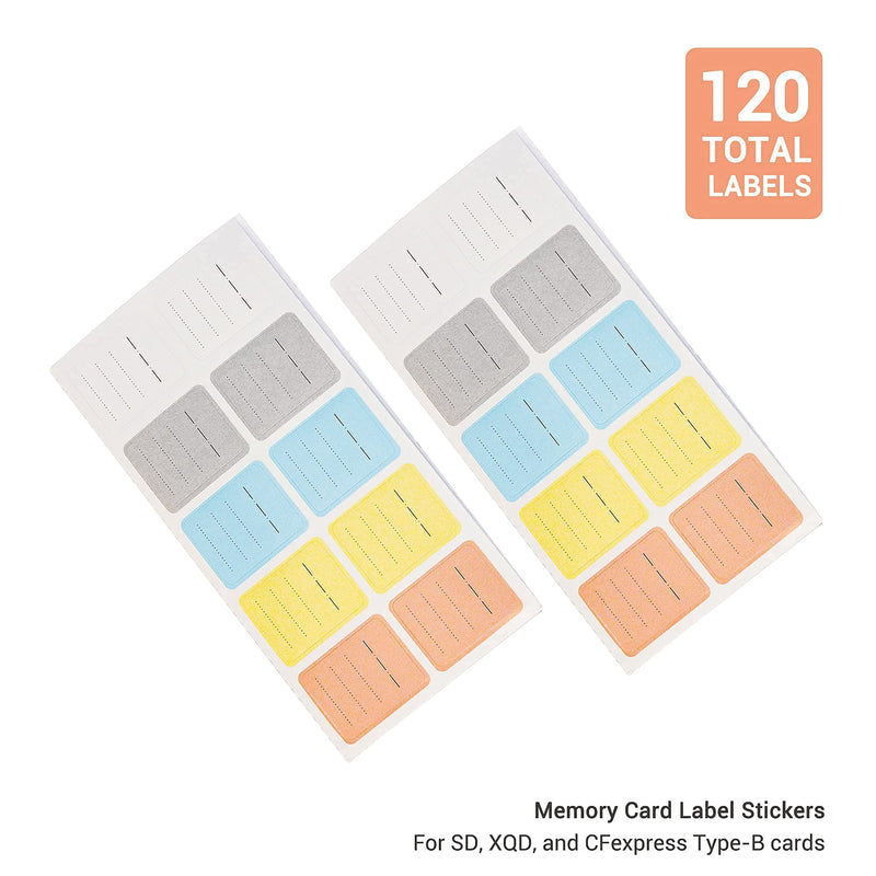 [Australia - AusPower] - (120 Count) Multi-use Label Printable Stick-On Camera Memory Card Labels SD SDHC SDXC XQD CF CFexpress Type-B Card USB Flash Drive Removable Stickers Cards Mark Paper Labeler 120 Labels/Writable Style 