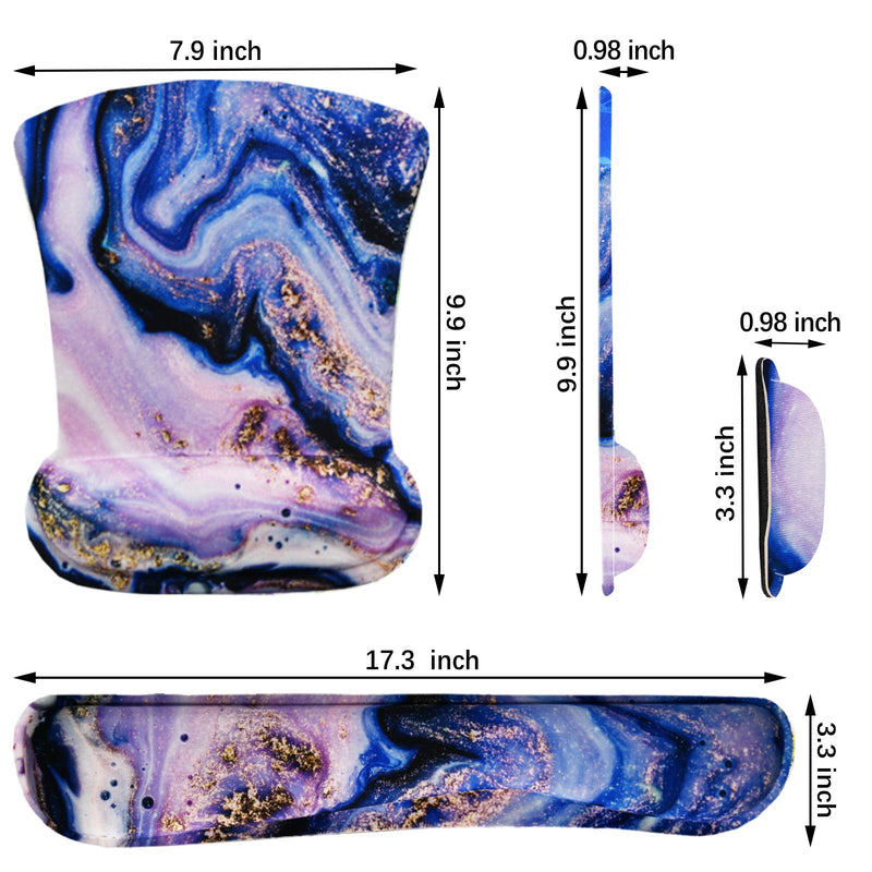 [Australia - AusPower] - ArtSo Keyboard Wrist Rest and Mouse Pad with Wrist Support, Ergonomic Mouse Pad, Durable & Comfortable & Lightweight for Easy Typing Pain Relief, Memory Foam Keyboard Mousepad Set, Purple Marble 
