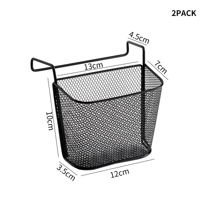 [Australia - AusPower] - Chris.W 2Pack Office Cubicle Accessories, Black Wire Mesh Hanging Pen Organizer Pencil Holder for Cubicle Partition Home Office, Markers, Glue, Stapler, Memo, Remote Controller Storage Baskets (Black) 