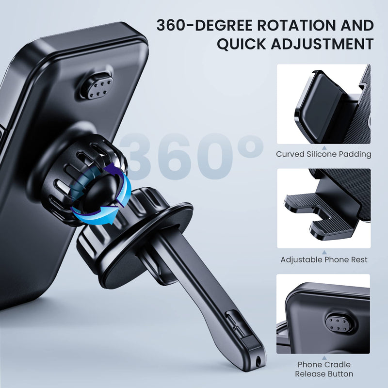 [Australia - AusPower] - Phone Holder Car [Upgrade Clip Never Fall] Car Phone Holder Mount Automobile Air Vent Hands Free Cell Phone Holder for Car Fit for All Car Mount for iPhone Android Smartphone Vent Cradle 