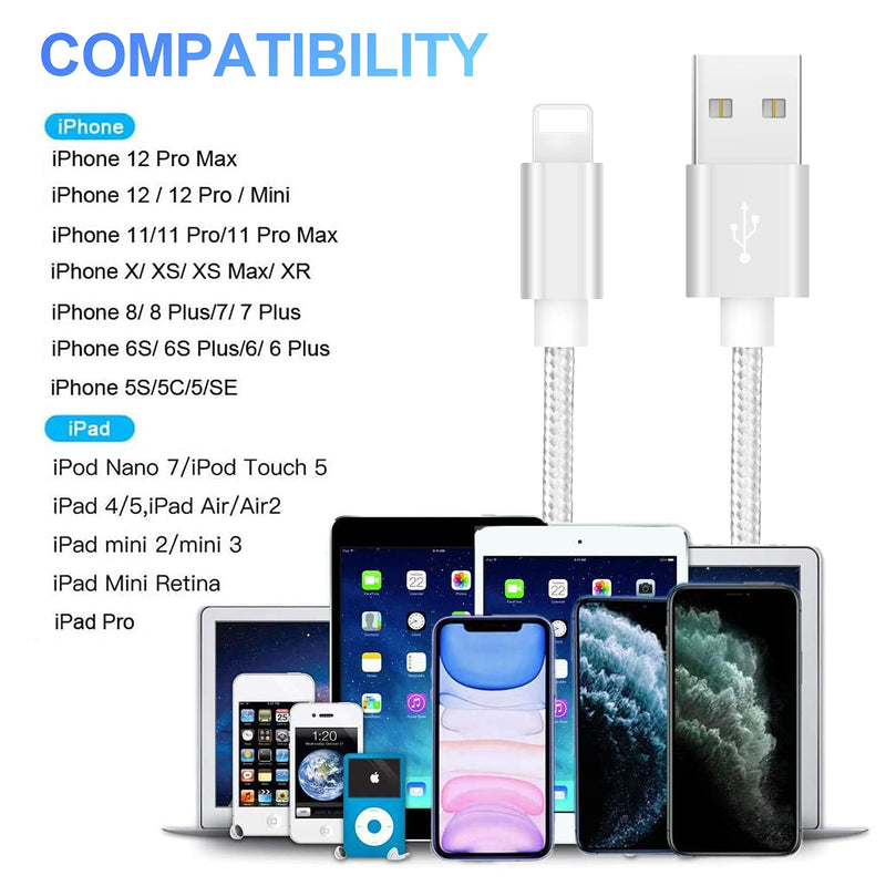[Australia - AusPower] - iPhone Charger 4 Pack 10ft 6ft 6ft 3ft iPhone Charging Cable【MFi Certified】Fast Charging Cord Long USB Cable Nylon Braided Lightning Cable Compatible with iPhone 13 12 11 Pro Max Xs Xr 8 7 6 5 SE 