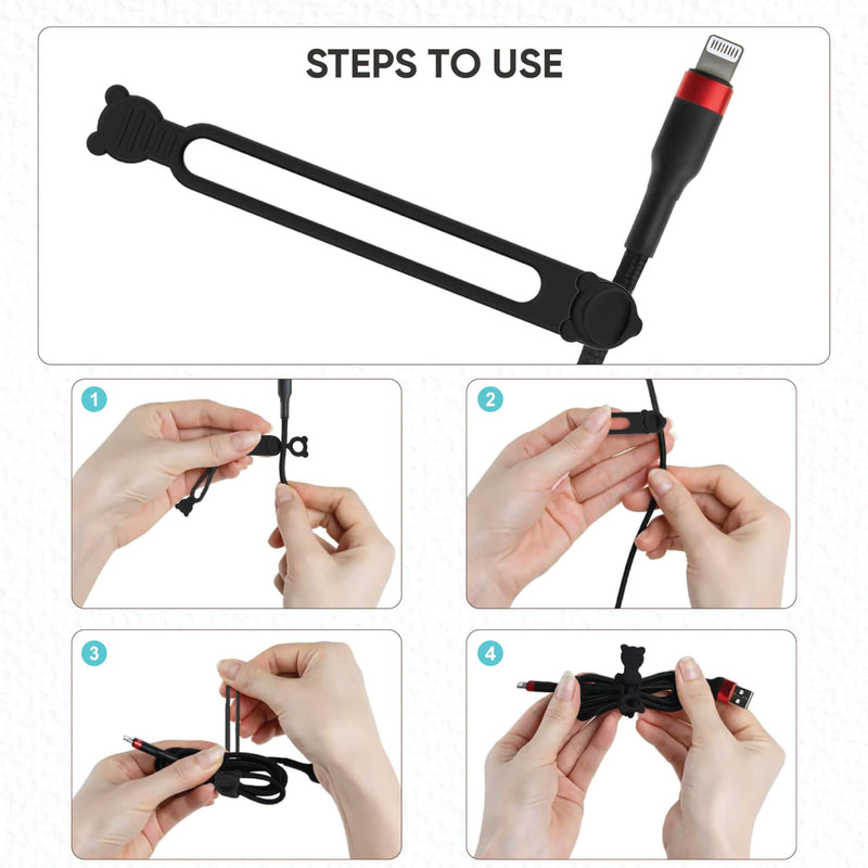 [Australia - AusPower] - 365Home 30-Pack Silicone Cable Ties Reusable, Rubber Cable Ties Cord Organizer Electronic Accessories in Home,Office,Kitchen,School,Travel 30pcs 