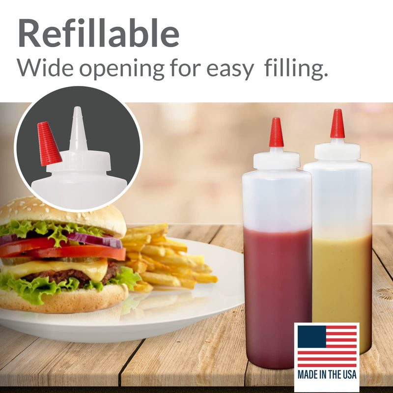 [Australia - AusPower] - Pinnacle Mercantile Plastic Squeeze Condiment Bottles with Red Tip Cap 16-Ounce Set of 6 Wide Mouth 16oz - 6 Pack 