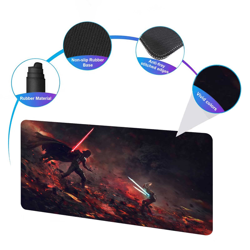 [Australia - AusPower] - XXL Mouse Pad Ahsoka-Tano Vs Vader,Extra Large Gaming Mousepad Laptop Desk Mat,Non-Slip Rubber Base,Stitched Edges,Smooth Fabric,Computer Keyboard & Mice Combo Pads for Office Game 31.5x15.7 80x40 Ahsoka Tano Vs Vader 