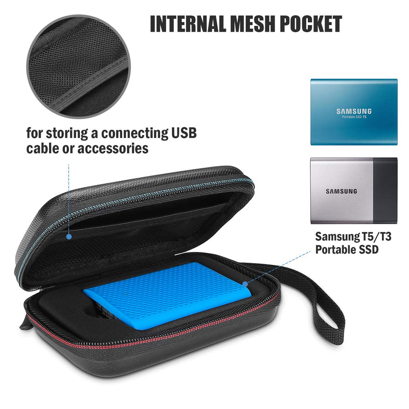 [Australia - AusPower] - ProCase Shockproof Carrying Case + Silicone Cover Combo for Samsung T5 / T3 Portable 250GB 500GB 1TB 2TB SSD USB 3.1 External Solid State Drives, Protective Hard EVA Storage Case Bag -Black 