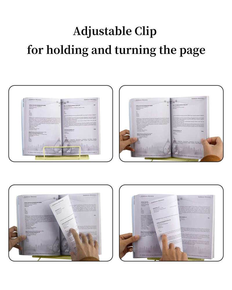 [Australia - AusPower] - MSDADA Desk Book Stand Metal Reading Rest Book Holder Adjustable Cookbook Documents Holder Portable Sturdy Bookstands for Recipes Textbooks Tablet Music Books with Page Clips (Light Yellow) Light Yellow 