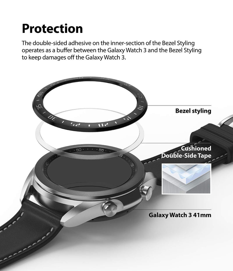 [Australia - AusPower] - Ringke Bezel Styling for Galaxy Watch 3 41mm Bezel Ring Adhesive Cover Anti Scratch Stainless Steel Protection for Galaxy Watch 3 41mm Accessory - Black [41-03] Black (41-03) 