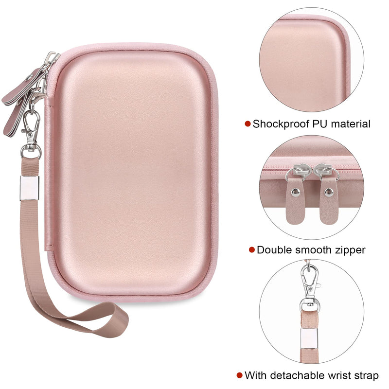 [Australia - AusPower] - Canboc Hard Drive Carrying Case Compatible with Western Digital Elements WD My Passport, Canvio Basics, Seagate Backup Plus Slim 1TB 2TB 3TB 4TB External Hard Drive USB 3.0 Portable HDD, Rose Gold 