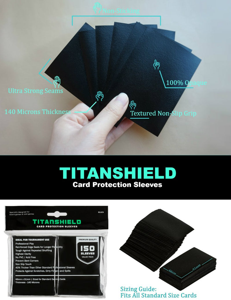 [Australia - AusPower] - TitanShield (150 Sleeves/Black Standard Size Board Game Trading Card Sleeves Deck Protector for Baseball, Dropmix 