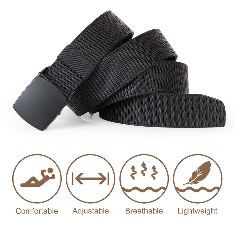 [Australia - AusPower] - SUOSDEY Tactical Belts for Men Military Nylon Web Belt Heavy Duty Metal Buckle 1.5 Inch Suit Waist Size below 45" B-black 