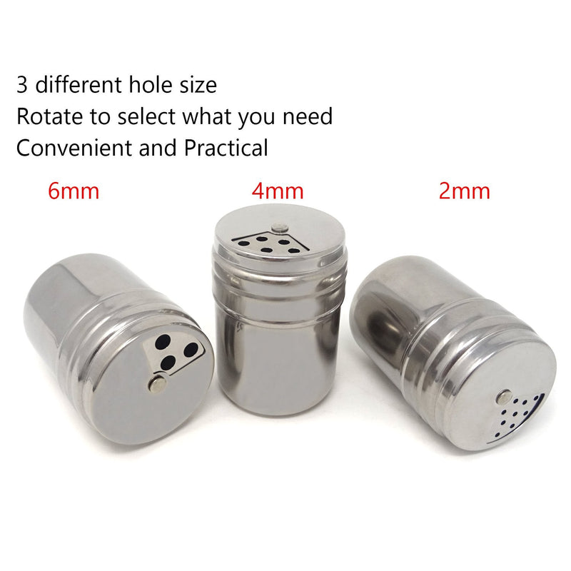 [Australia - AusPower] - Honbay 2PCS Stainless Steel Dredge Salt Sugar Spice Pepper Shaker Seasoning Cans with Rotating Cover 