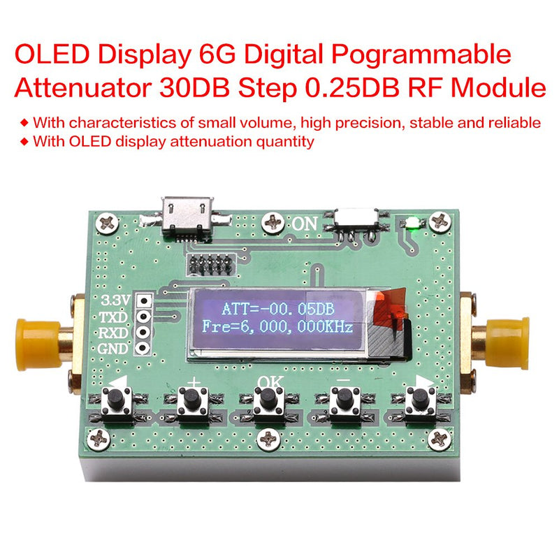 [Australia - AusPower] - Display 6G Digital Programmable Attenuator 30Db Step 0.25Db Rf Module 6G Digital Programmable Attenuator 30Db Step 0.25Db 