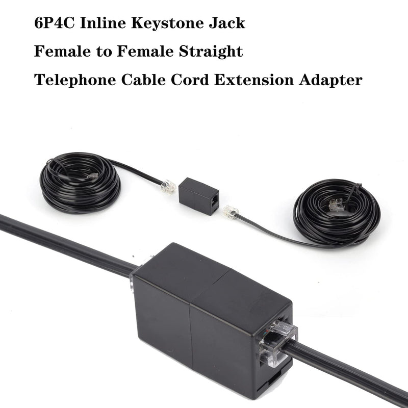[Australia - AusPower] - Ubramac RJ11 Coupler, Straight Telephone Inline Coupler RJ11 6P4C Inline Keystone Jack Female to Female Straight Telephone Cable Cord Extension Adapter (Black -10 Pack) Black -10 Pack 