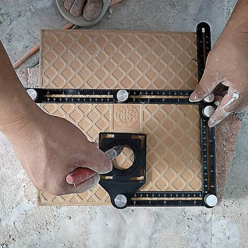 [Australia - AusPower] - Aluminum alloy multi-function six-fold ruler angle finder universal angler ruler metal Drill Guide Locator Tile Opening Hole angle template tool angle copier for Builders, Craftsmen, Carpenters 
