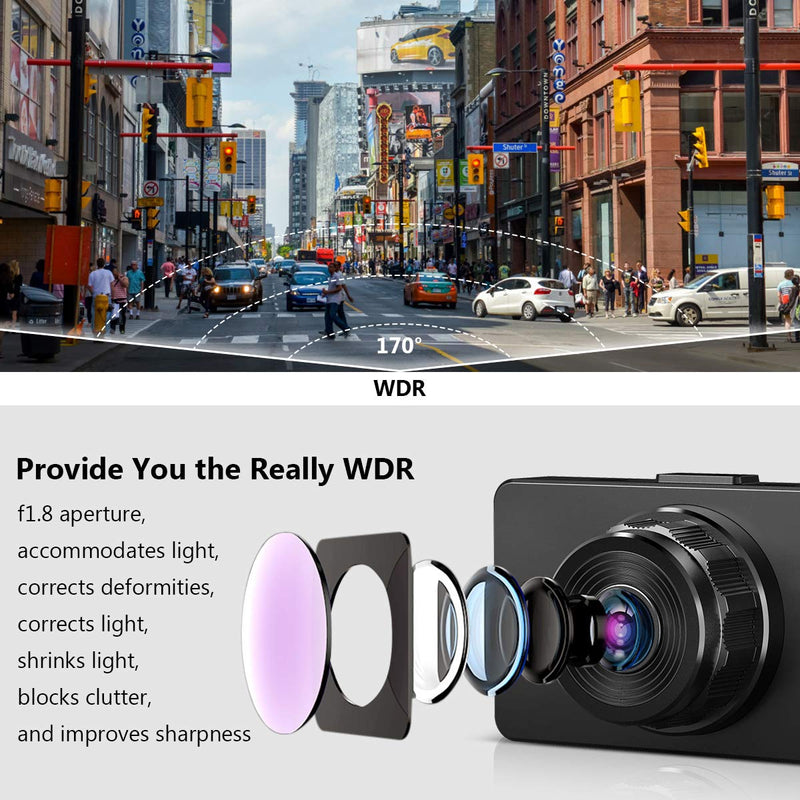[Australia - AusPower] - Dash Camera for Cars, Super Night Vision Dash Cam Front and Rear with 32G SD Card, 1080P FHD DVR Car Dashboard Camera with G-Sensor, WDR, Parking Monitor, Loop Recording, Motion Detection 【2022】 