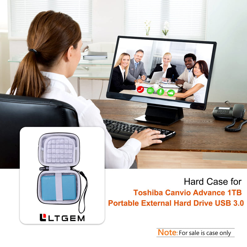 [Australia - AusPower] - L LTGEM EVA Hard Case for Toshiba Canvio Advance 1TB / 2TB / 4TB Portable External Hard Drive USB 3.0 - Travel Protective Carrying Storage Bag 