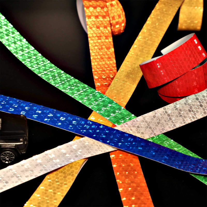[Australia - AusPower] - 6 Rolls Reflective Tapes 6 Colors Reflective Warning Tape Night Safety Sticker, Silver, Blue, Red, Yellow, Orange, Green (0.4 Inch x 157.8 Feet) (1 Inch x 60 Feet) 1 Inch x 60 Feet 