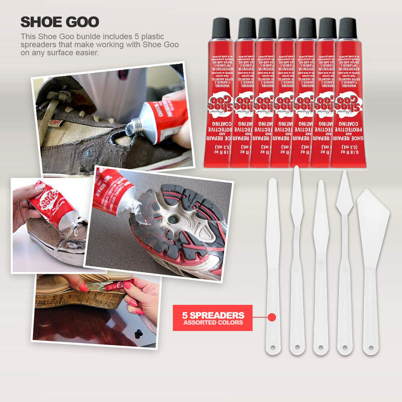 [Australia - AusPower] - Shoe Goo Repair Adhesive for Fixing Worn Shoes or Boots, Clear, 7X 0.18-Ounce Tubes, Pixiss Spreader Tools Set 