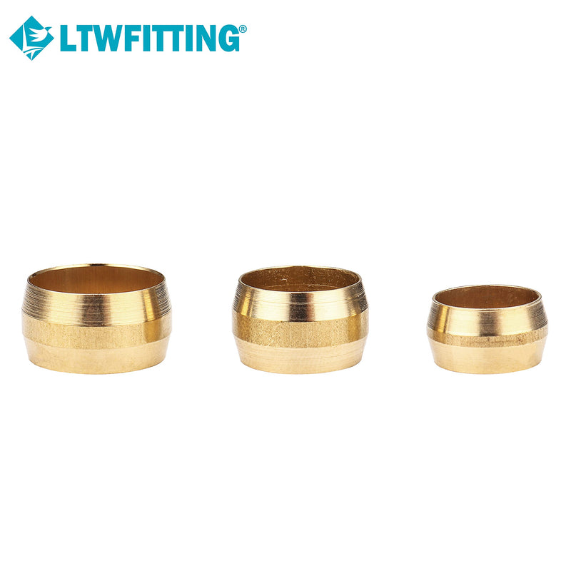 [Australia - AusPower] - LTWFITTING Assortment Kit 3/8 7/16 1/2 Inch OD Compression Sleeves Ferrules, Brass Compression Fittings(Pack of 150) 