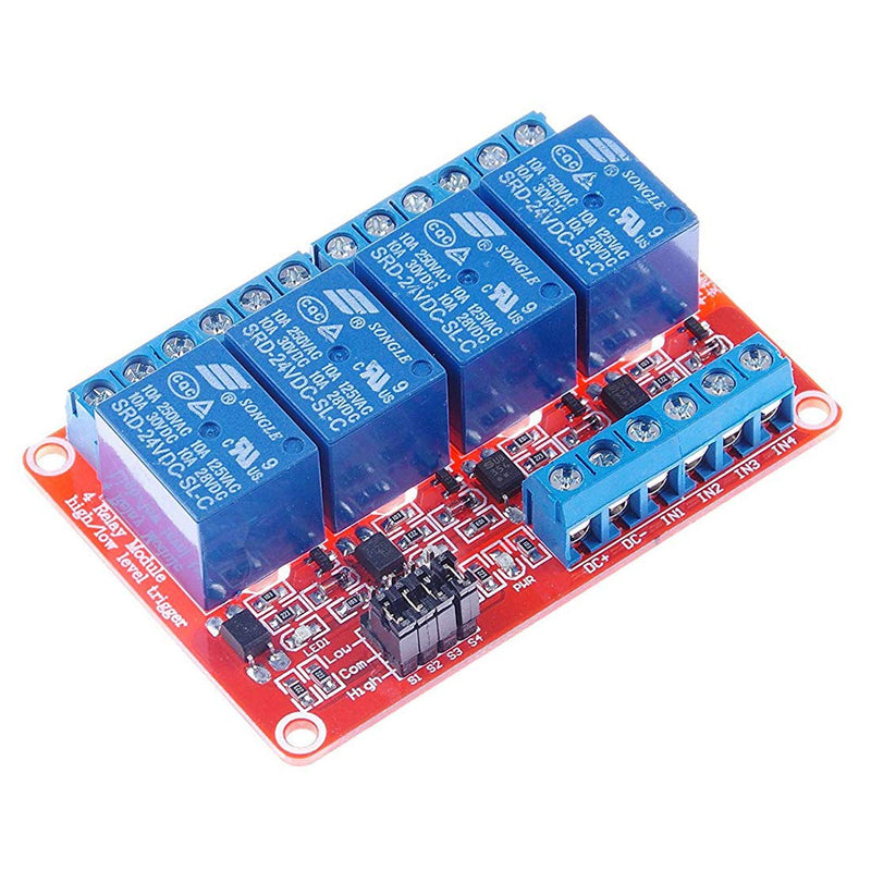 [Australia - AusPower] - Hailege 2pcs 24V 4 Channel Relay Module OPTO-Isolated Support High and Low Level Trigger for PLC Automation Equipment Control 