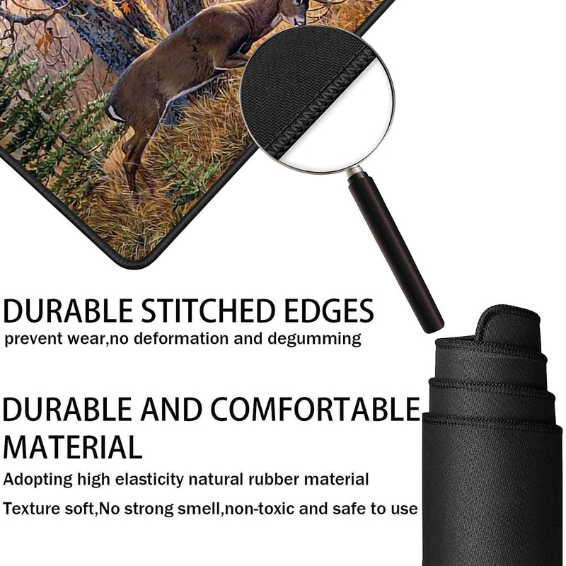 [Australia - AusPower] - Extended Mouse Pad Large Gaming Mouse Pad Computer Keyboard Mouse Mat Non-Slip Rubber Base for Game Players, Office, Study + Cup Coaster ,Animal Deer FD-mouse pad-9 