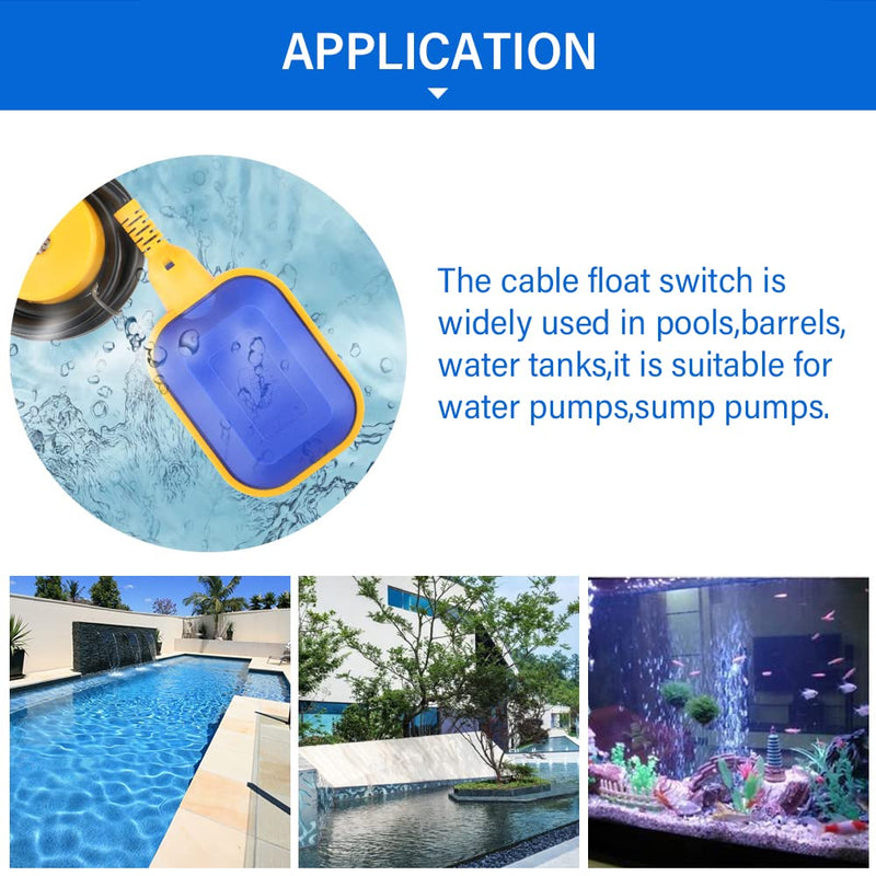 [Australia - AusPower] - 6.5ft Water Tank Float Switch Water Level Controller for Sump Pump NO/NC Water Level Sensor Float Switch for Water Tank,Septic System 2M/6.5ft 