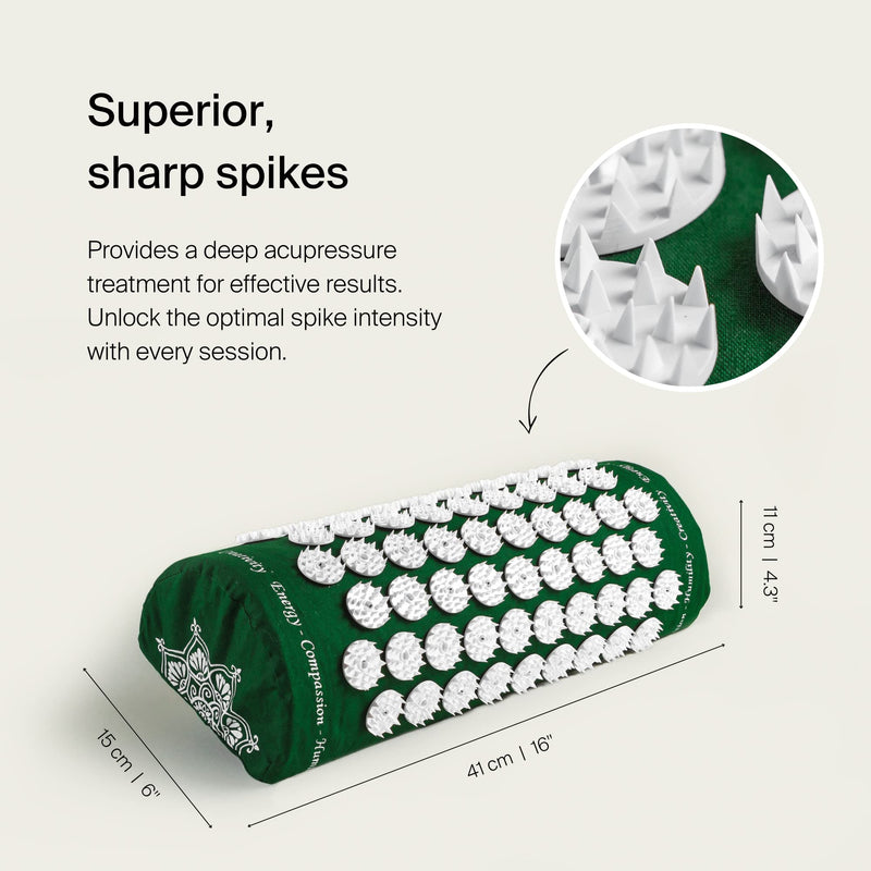 [Australia - AusPower] - Shakti Premium Acupressure Pillow, Sustainable & Durable, Relieves Stress & Tension, Promotes Relaxation & Focus, Ethically Handcrafted Acupuncture Massage Pillow in India, Organic Cotton Certified Green 