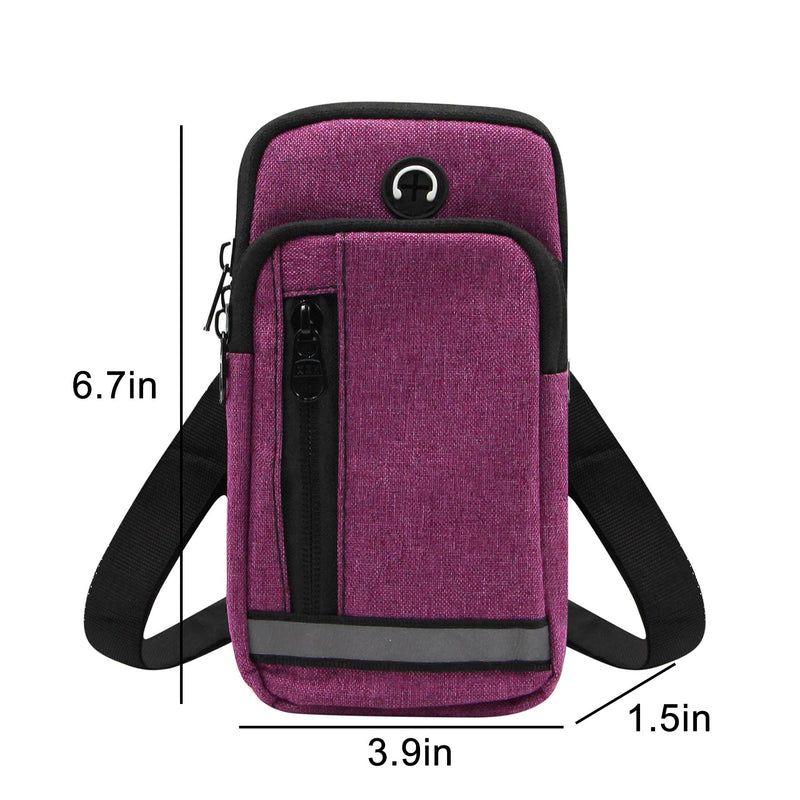 [Australia - AusPower] - Unisex Cell Phone Arm Bag Crossbody Shoulder Purse Sports Gym Running Armbands Wristband Phone Holder Purse, Purple 