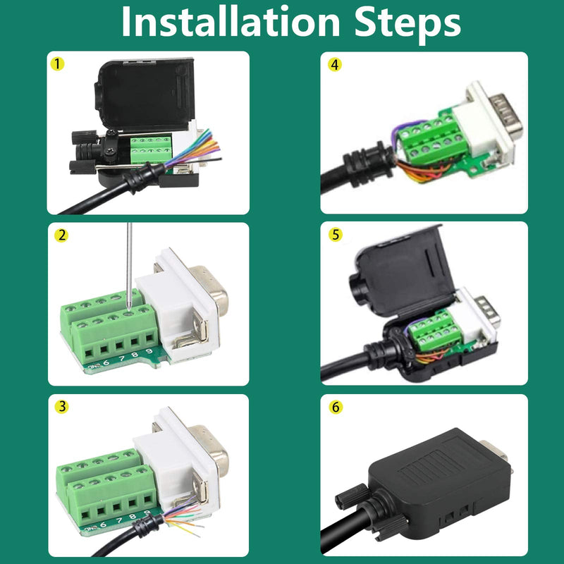 [Australia - AusPower] - DB9 Breakout Connector (2 Male+2 Female), BIFALE DB9 Solderless Connector RS232 D-SUB Serial Adapters 16mm thinner 9 Pin Port Terminal Breakout Board with Case Long Bolts Tail Pipe 2Female+2Male 