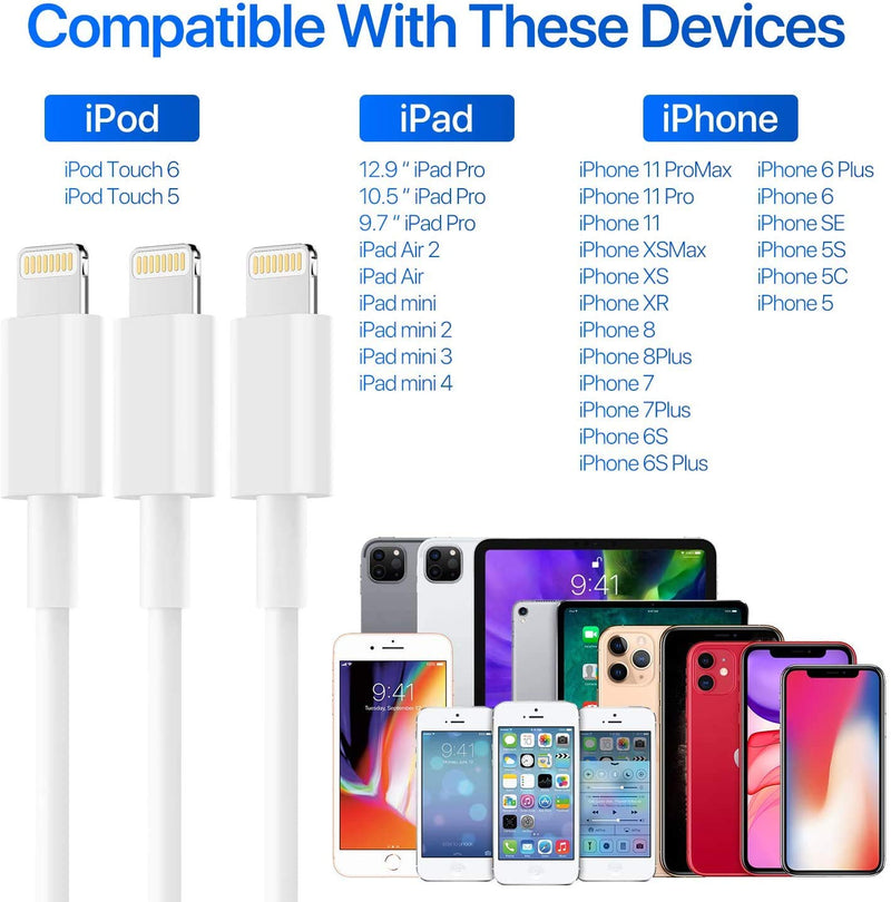 [Australia - AusPower] - iPhone Charger, 4PACK 3/3/6/6Feet Long USB Charging Cable Fast Connector Data Sync Transfer Cord Compatible with iPhone 11 Pro Max XS XR X 8 7 6S 6 Plus SE 5S 