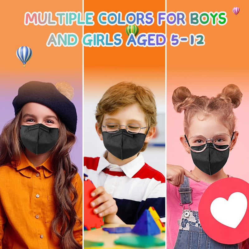 [Australia - AusPower] - Zoonana Kids Disposable Face Masks, Upgraded 30 Pcs Breathable 4-Ply Protection Mask with Elastic Earloop for Children Boys Girls, Black 