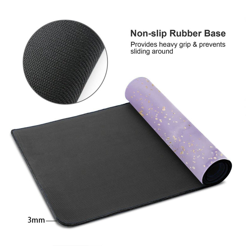 [Australia - AusPower] - Purple Gold Marble Mouse Pad Gaming XL Large Mousepad Pretty Desk Mat for Women and Girls Long Extended Big Keyboard Pads Table Accessories for Gaming and Office 31.5 X 11.8 Inch Purple Gold Splatter One Size 