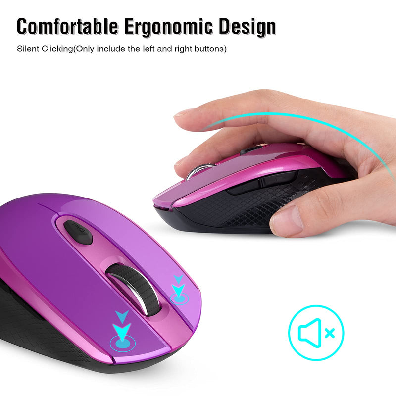 [Australia - AusPower] - RaceGT Wireless Computer Mouse, 2.4G Silent Cordless Mouse for Laptop, Mouse with 6 Buttons and 3 Adjustable DPI for Laptop, Deskbtop, MacBook , PC (Purple) purple 