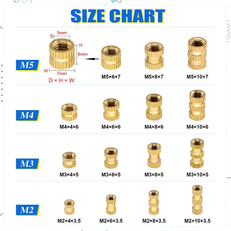 [Australia - AusPower] - Glarks 100Pcs M2 x 4 x 3.5mm Female Thread Knurled Brass Threaded Insert Embedment Nut for 3D Printing Projects M2x4x3.5mm 