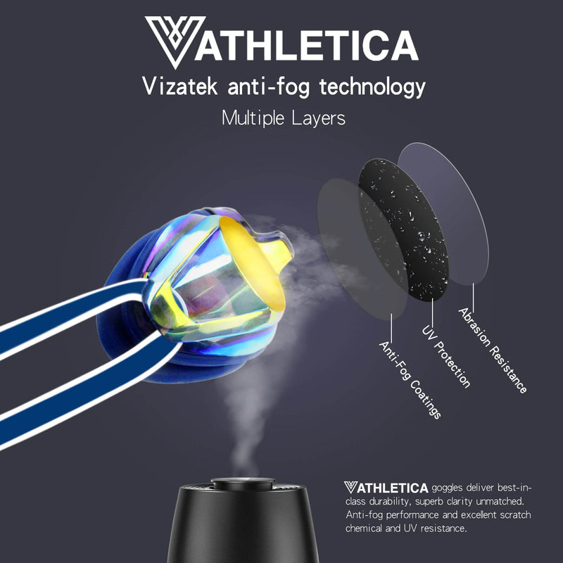 [Australia - AusPower] - V ATHLETICA Unisex Adult and Youth Swim Goggles and Case Black 