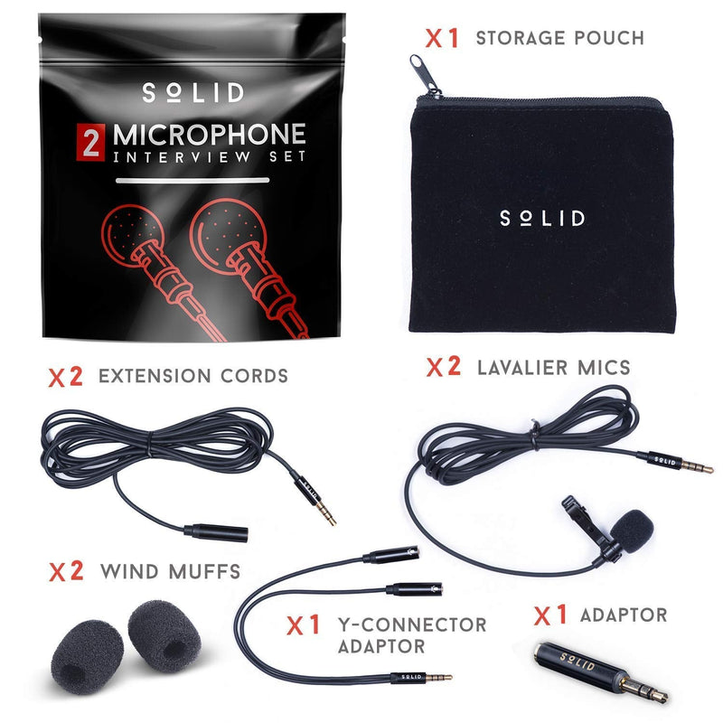 [Australia - AusPower] - Clip On Lavalier Lapel Microphone 2 Pack Set - iPhone & Android Compatible 