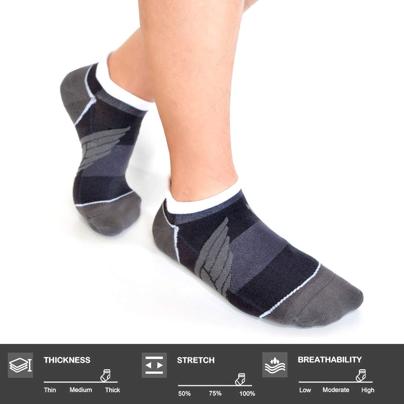 [Australia - AusPower] - Compression Ankle Cushioned Running Sport Socks for Men Women, Busy Socks Low Cut Arch Support Tab Athletic Socks 3 Pairs 001# Dark Grey Small-Medium 
