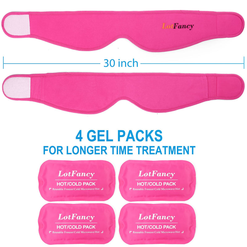 [Australia - AusPower] - LotFancy Face Ice Pack Wrap with 4 Reusable Hot Cold Therapy Gel Packs, Pain Relief for TMJ, TMD, Chin, Wisdom Teeth, Oral and Facial Surgery, Dental Implants, Pink 