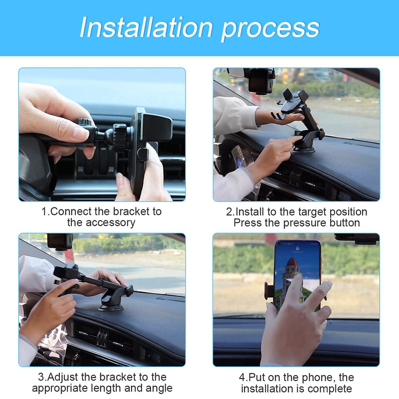 [Australia - AusPower] - Phone Holder for Car, 360°Rotatable Car Phone Mount for Windshield Dashboard Air Vent, Universal for All Cell Phone and More Devices with Suction Cup and Clip 