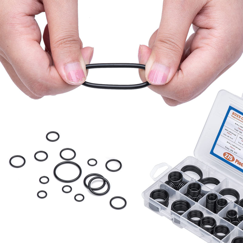 [Australia - AusPower] - BUSY-CORNER O-Ring Boss Hydraulic Seal Kit, SAE 900 Series, 12 Sizes, Buna-N 90, Pack of 275 Pieces 