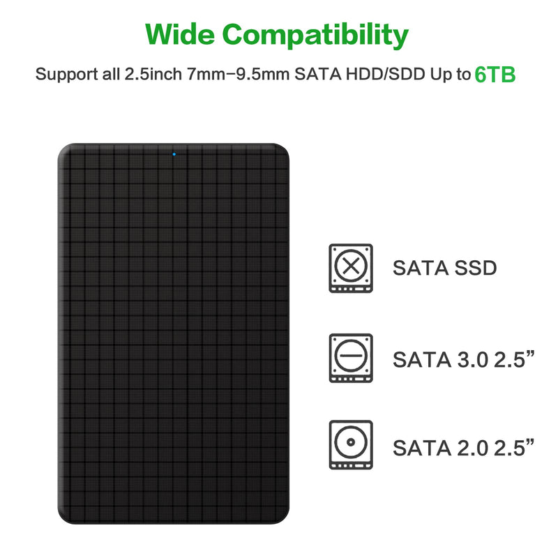 [Australia - AusPower] - 2.5 inch Hard Drive Enclosure USB 3.0 to SATA III for SSD & HDD 9.5mm 7mm External Hard Drive Disk Case Compatible for WD Seagate Toshiba Samsung Hitachi 