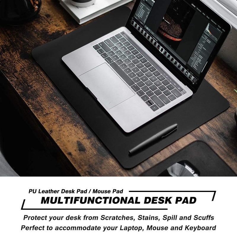 [Australia - AusPower] - Desk Pad Protector, Waterproof PU Leather Office Desk Mat Desk Writing Mat Laptop Large Mouse Pad Desk Blotters Desk Décor for Office Home, 23.6" x 13.8" Black 23.6" x 13.8" 