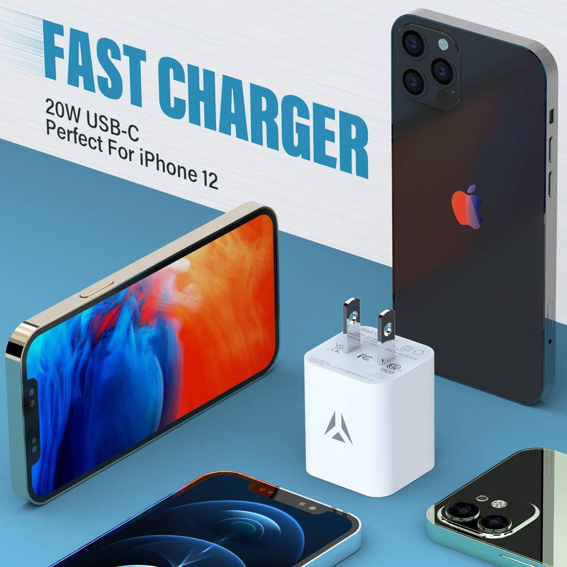 [Australia - AusPower] - NYZ 20W USB-C Power Adapter Fast Charger True Fast Charge Power Brick for iPhone 12/12 Mini/12 Pro/12 Pro Max/11,Galaxy (Cable Not Included) 