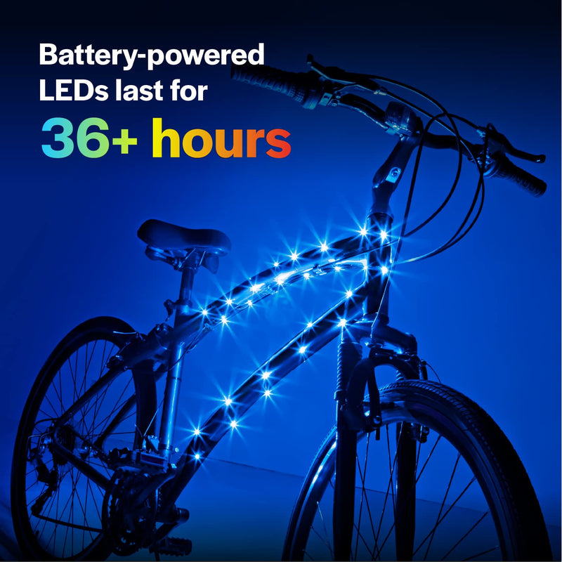 [Australia - AusPower] - Brightz CosmicBrightz LED Bike Frame Rope Light - 6.5-Foot String Rope - Battery-Powered with On/Off Switch - Ultra Bright Color Keeps Your Ride Fun and Safe for Kids, Teens, & Adults Blue 