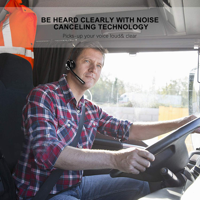 [Australia - AusPower] - Trucker Bluetooth Headset Wireless Headset with Microphone Over The Head Headset with Noise Cancelling Sound On Ear Car Earphones Office Earpiece for Cell Phone Skype Call Center Bluetooth V5.0 