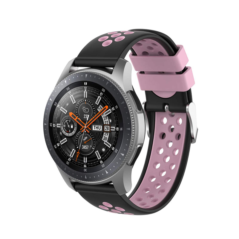 [Australia - AusPower] - PINHEN Bands 22mm Breathable Universal Soft Silicone Replacement Compatible With Gear S3 Frontier/ Galaxy Watch SM-R800 (46mm)/Galaxy Watch 3 45mm/Classic Smart Watch (Black-Pink) Black-Pink 