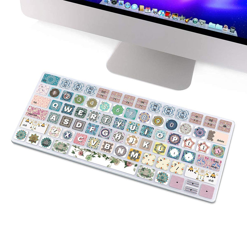 [Australia - AusPower] - WYGCH Keyboard Cover Skin for iMac Magic Wireless Keyboard MLA22LL/ A (Model: A1644), Silicone Skin Protector with Pattern & Big Letter Design, US Layout, Bohemian B-Bohemian 