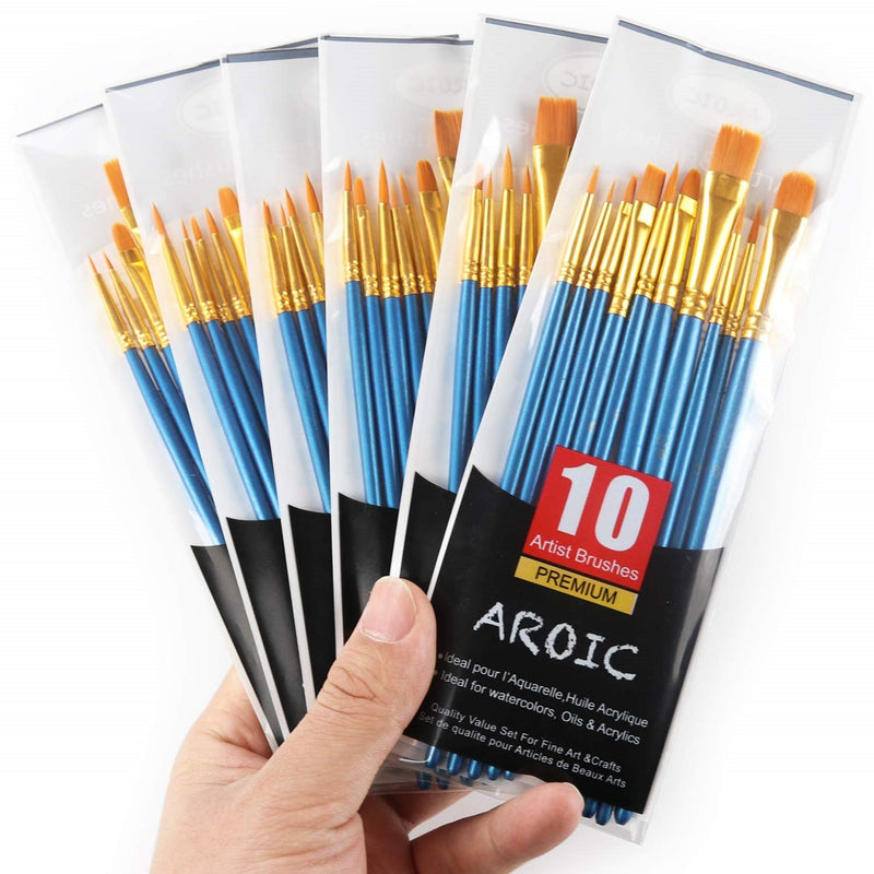 [Australia - AusPower] - Painting Brush Set, 10 Packs /100 Pieces, Nylon Brush Head, Suitable for Oil and Watercolor, Perfect Suit of Art Painting, Best Gift for Painting Enthusiasts. Paintbrush 100P 