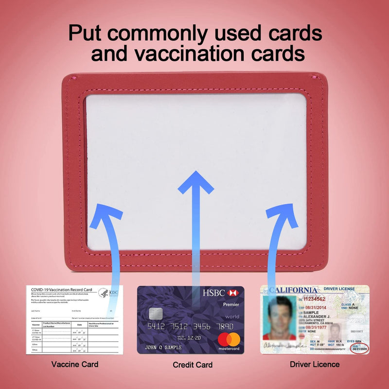 [Australia - AusPower] - Vaccine Card Holder for Men and Women Genuine Leather CDC 4 X 3 Inches Immunization Record Vaccination Card Protector Covid Vaccine Card Protector Watermelon Red 