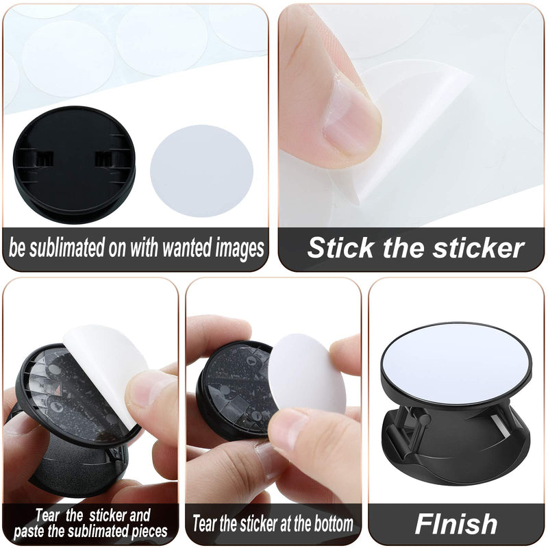 [Australia - AusPower] - 20 Pieces Sublimation Phone Holders Set Collapsible Phone Holders Phone Grip Blanks Self-Adhesive Sublimation Phone Holders for Smartphones and Tablets (Black and White) Black and White 